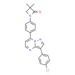 1-(4-[3-(4-CHLOROPHENYL)PYRAZOLO[1,5-A]PYRIMIDIN-7-YL]PHENYL)-3,3-DIMETHYL-2-AZETANONE结构式
