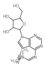 Pyrrolo[2, 3-d]pyrimidine-5-carbonitrile, 4-[[(dimethylamino)methylene]amino]-7-.beta.-D-ribofuranosyl- Structure