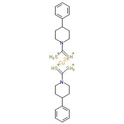 Sulfonium, 1,1'-[(E)-(4-phenyl-1-piperidinyl)methylidyne]bis-, (E)-, copper(2+) salt (2:1) Structure
