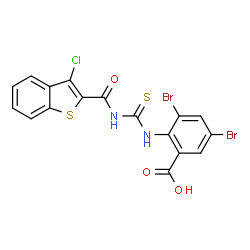 3,5-DIBROMO-2-[[[[(3-CHLOROBENZO[B]THIEN-2-YL)CARBONYL]AMINO]THIOXOMETHYL]AMINO]-BENZOIC ACID结构式