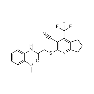 2-((3-Cyano-4-(trifluoromethyl)-6,7-dihydro-5H-cyclopenta[b]pyridin-2-yl)thio)-N-(2-methoxyphenyl)acetamide Structure