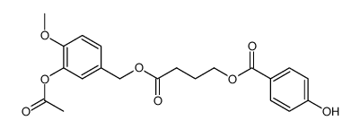 4-Hydroxy-benzoic acid 3-(3-acetoxy-4-methoxy-benzyloxycarbonyl)-propyl ester结构式