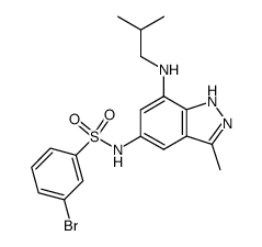 3-bromo-N-(7-isobutylamino-3-methyl-1H-indazol-5-yl)-benzenesulfonamide结构式