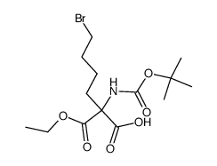 6-bromo-2-((tert-butoxycarbonyl)amino)-2-(ethoxycarbonyl)hexanoic acid结构式