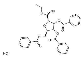 (2',3',5'-Tri-O-benzoyl-β-D-ribofuranosyl)-ethylthioformimid-hydrochlorid Structure