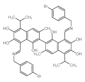 [2,2'-Binaphthalene]-1,1',6,6',7,7'-hexol,8,8'-bis[[[(4-bromophenyl)methyl]imino]methyl]-3,3'-dimethyl-5,5'-bis(1-methylethyl)-结构式