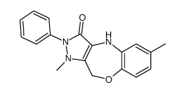 3,8-dimethyl-2-phenyl-4,10-dihydropyrazolo[3,4-c][1,5]benzoxazepin-1-one结构式