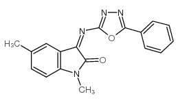 1,5-Dimethyl-3-(5-phenyl-1,3,4-oxadiazol-2-ylimino)-2-indolinone Structure