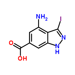4-AMINO-3-IODO-(1H)INDAZOLE-6-CARBOXYLIC ACID结构式
