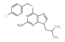 9H-Purin-2-amine,6-[[(4-chlorophenyl)methyl]thio]-9-(2-methylpropyl)- structure