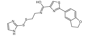 N-(2-((1H-imidazol-2-yl)disulfanyl)ethyl)-2-(2,3-dihydrobenzofuran-5-yl)thiazole-4-carboxamide structure