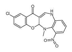 2-chloro-6-methyl-7-nitro-5a,11-dihydrochromeno[2,3-b][1,5]benzodiazepin-13-one结构式