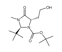 tert-butyl (2S,5S)-2-(tert-butyl)-5-(2-hydroxyethyl)-3-methyl-4-oxo-1-imidazolidinecarboxylate结构式