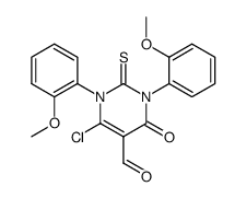 1,3-Bis(2-methoxyphenyl)-6-chloro-5-formyl-2-thiouracil结构式
