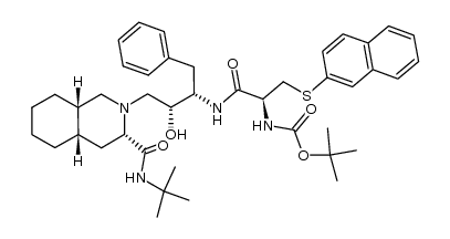 tert-butyl ((S)-1-(((2S,3R)-4-((3S,4aS,8aS)-3-(tert-butylcarbamoyl)octahydroisoquinolin-2(1H)-yl)-3-hydroxy-1-phenylbutan-2-yl)amino)-3-(naphthalen-2-ylthio)-1-oxopropan-2-yl)carbamate Structure