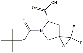 (3S,6S)-5-(叔丁氧羰基)-1,1-二氟-5-氮杂螺[2.4]庚烷-6-羧酸结构式