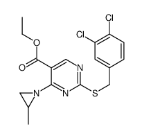 ethyl 2-[(3,4-dichlorophenyl)methylsulfanyl]-4-(2-methylaziridin-1-yl)pyrimidine-5-carboxylate Structure