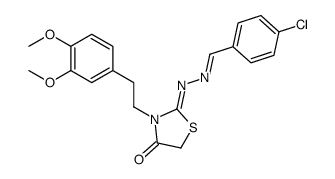 4-Chlorobenzaldehyde [3-[2-(3,4-dimethoxyphenyl)ethyl]-4-oxothiazolidin-2-ylidene]hydrazone structure