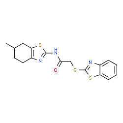 2-(1,3-Benzothiazol-2-ylsulfanyl)-N-(6-methyl-4,5,6,7-tetrahydro-1,3-benzothiazol-2-yl)acetamide结构式