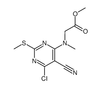 methyl 6-chloro-4-[N-(methoxycarbonylmethyl)-N-methylamino]-2-methylthio-pyrimidine-5-carbonitrile Structure