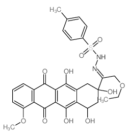 Benzenesulfonic acid,4-methyl-,2-[2-ethoxy-1-[(2S,4S)-1,2,3,4,6,11-hexahydro-2,4,5,12-tetrahydroxy-7-methoxy-6,11-dioxo-2-naphthacenyl]ethylidene]hydrazide Structure