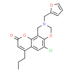 6-chloro-9-(furan-2-ylmethyl)-4-propyl-8,10-dihydropyrano[2,3-f][1,3]benzoxazin-2-one结构式