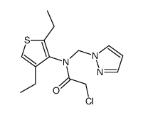 2-chloro-N-(2,4-diethylthiophen-3-yl)-N-(pyrazol-1-ylmethyl)acetamide结构式