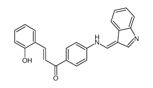 (E)-3-(2-hydroxyphenyl)-1-[4-[[(Z)-indol-3-ylidenemethyl]amino]phenyl]prop-2-en-1-one结构式