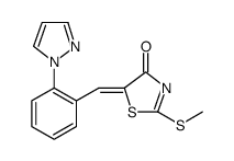 4(5H)-Thiazolone, 2-(methylthio)-5-[[2-(1H-pyrazol-1-yl)phenyl]methylene]-, (5Z)-结构式