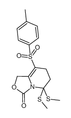 5,5-bis-methylsulfanyl-8-(p-toluenesulfonyl)-1,5,6,7-tetrahydro-oxazolo[3,4-a]pyridin-3-one Structure