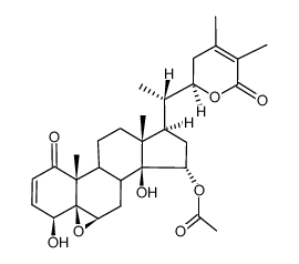[22R,(+)]-15α-Acetyloxy-5,6β-epoxy-4β,14β,22-trihydroxy-1-oxo-5β-ergosta-2,24-diene-26-oic acid 26,22-lactone结构式