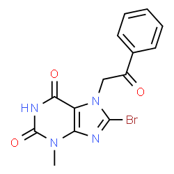 8-Bromo-3-methyl-7-(2-oxo-2-phenylethyl)-3,7-dihydro-1H-purine-2,6-dione结构式