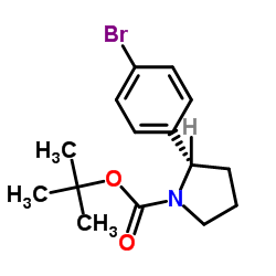 (S)-2-(4-溴苯基)吡咯烷-1-羧酸叔丁酯结构式