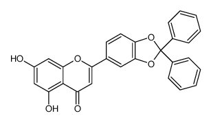 7-Dihydroxy-2-(2,2-diphenyl-1,3-benzodioxol-5-yl)-5-4H-1-benzopyran-4-one结构式