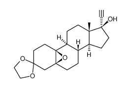 3,3-ethanediyldioxy-5,10-epoxy-19-nor-5β,17βH-pregn-20-yn-17-ol结构式