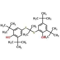 4-[(3,5-Di-tert-butyl-2-hydroxyphenylthio)isopropylidenethio]-2,6-di-tert-butylphenol结构式