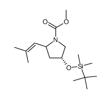 (2S,4R)-4-tert-butyl(dimethyl)silyloxy-1-methoxycarbonyl-2-(2-methyl-1-propenyl)-pyrrolidine Structure