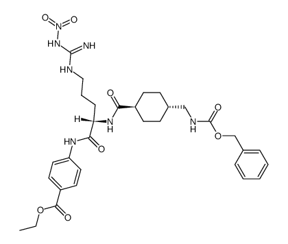 ethyl 4-((S)-2-((1r,4S)-4-((((benzyloxy)carbonyl)amino)methyl)cyclohexane-1-carboxamido)-5-(3-nitroguanidino)pentanamido)benzoate结构式