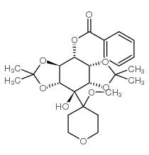 1-o-benzoyl-2,3:5,6-di-o-isopropylidene-4-(4-methoxy-tetrahydroyran-4-yl)-myo-inositol Structure