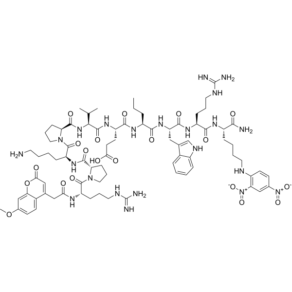 Mca-Arg-Pro-Lys-Pro-Val-Glu-Nva-Trp-Arg-Lys(Dnp)-NH2 trifluoroacetate salt Structure