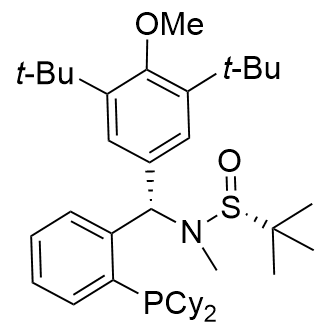[S(R)]-N-[(S)-[3,5-Bis(1,1-dimethylethyl)-4-methoxyphenyl][2-(dicyclohexylphosphino)phenyl]methyl]-N,2-dimethyl-2-propanesulfinamide Structure