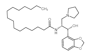Hexadecanamide, N-[(1R,2R)-2-(1,3-benzodioxol-5-yl)-2-hydroxy-1-(1-pyrrolidinylmethyl)ethyl]- Structure