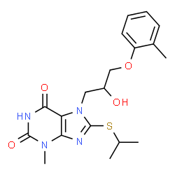 7-(2-hydroxy-3-(o-tolyloxy)propyl)-8-(isopropylthio)-3-methyl-3,7-dihydro-1H-purine-2,6-dione结构式