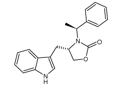 (4S)-(1H-indol-3-ylmethyl)-3-[(1S)-phenylethyl]-oxazolidin-2-one结构式