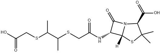 6α-[[[[2-[(Carboxymethyl)thio]-1-methylpropyl]thio]acetyl]amino]penicillanic acid结构式