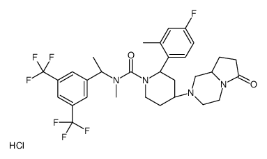 (2R,4S)-4-[(8aS)-6-oxo-1,3,4,7,8,8a-hexahydropyrrolo[1,2-a]pyrazin-2-yl]-N-[(1R)-1-[3,5-bis(trifluoromethyl)phenyl]ethyl]-2-(4-fluoro-2-methylphenyl)-N-methylpiperidine-1-carboxamide,hydrochloride Structure