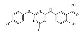 5-[4-chloro-6-(4-chloro-phenylsulfanyl)-[1,3,5]triazin-2-ylamino]-2-hydroxy-benzoic acid Structure