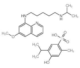 4-hydroxy-2-methyl-5-propan-2-yl-benzenesulfonic acid; N-(6-methoxyquinolin-8-yl)-N-propan-2-yl-pentane-1,5-diamine structure