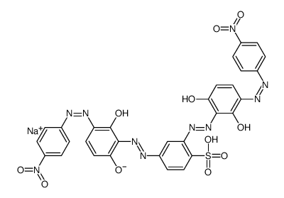 sodium 2,4-bis[[2,6-dihydroxy-3-[(4-nitrophenyl)azo]phenyl]azo]benzenesulphonate结构式