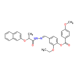 2-Ethoxy-4-[(E)-{[2-(2-naphthyloxy)propanoyl]hydrazono}methyl]phenyl 4-methoxybenzoate结构式